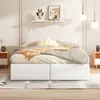 Futonbett mit Bettkasten, Lattenrost und Schubladen, 140x200 cm, Bezug, Leinen Bild 3