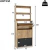 Merax Schuhschrank mit Haken, 3 klappbaren Aufbewahrungsfächern, geeignet für den Flur, Naturholzoptik + Schwarz, B75/H180/T24 cm Bild 4