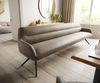 Esszimmerbank Taya-Flex 300 cm Mikrofaser Taupe Vintage Kreuzgestell kantig Schwarz Taschenfederkern Bild 1