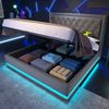 Polsterbett 160×200 cm mit hydraulischem Bettkasten, USB/USB-C, LED, Grau, mit Matratze Bild 2
