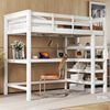 Merax 90 x 200 Kinderhochbett mit Ablagefächern und Unterbettschreibtisch, Weiß Bild 5