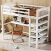 Merax 90 x 200 Kinderhochbett mit Ablagefächern und Unterbettschreibtisch, Weiß Bild 3