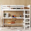 Merax 90 x 200 Kinderhochbett mit Ablagefächern und Unterbettschreibtisch, Weiß Bild 2