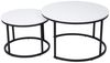 Home Collective Couchtisch 2er Set aus Holz, Wohnzimmertisch Modern (Beistelltisch Set 2 in 1 mit Metallgestell, Büro Beistelltisch Loft Design TWIN, kratzfeste Oberfläche, Set 2 in 1), Rund in Weiß, für Wohnzimmer Bild 2
