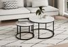 Home Collective Couchtisch 2er Set aus Holz, Wohnzimmertisch Modern (Beistelltisch Set 2 in 1 mit Metallgestell, Büro Beistelltisch Loft Design TWIN, kratzfeste Oberfläche, Set 2 in 1), Rund in Weiß, für Wohnzimmer Bild 5