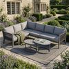 Flieks Gartenlounge-Set, 6-Sitzer Gartenmöbel Ecksofa, handgeflochtenes Seil, Glastischplatte Bild 2