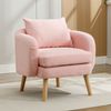 Merax Sessel mit Zierkissen und Massivholzbeine, Loungesessel, Einzelsessel mit Teddyplüsch, Rosa Bild 2
