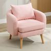 Merax Sessel mit Zierkissen und Massivholzbeine, Loungesessel, Einzelsessel mit Teddyplüsch, Rosa Bild 3