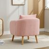 Merax Sessel mit Zierkissen und Massivholzbeine, Loungesessel, Einzelsessel mit Teddyplüsch, Rosa Bild 5