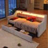 Flieks Daybett, Polsterbett 90/180x200cm mit USB-Aufladen, LED-Leiste und 2 Schubladen Bild 2