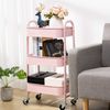 Rollwagen Metall 3 Etagen Aufbewahrungswagen Servierwagen Organizer Pink Bild 2