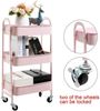 Rollwagen Metall 3 Etagen Aufbewahrungswagen Servierwagen Organizer Pink Bild 5