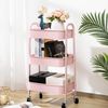 Rollwagen Metall 3 Etagen Aufbewahrungswagen Servierwagen Organizer Pink Bild 3