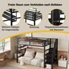Hochbett mit Lattenrost, 90x200 cm, Metallbett mit Rausfallschutz, Regal, Treppe, Jugendbett, Kinderbett Bild 4