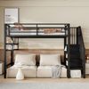 Hochbett mit Lattenrost, 90x200 cm, Metallbett mit Rausfallschutz, Regal, Treppe, Jugendbett, Kinderbett Bild 3