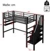 Hochbett mit Lattenrost, 90x200 cm, Metallbett mit Rausfallschutz, Regal, Treppe, Jugendbett, Kinderbett Bild 5