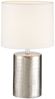 LED Tischlampe mit Keramikfuß Silber Antik & Stoffschirm Leinen Weiß, Höhe 35cm Bild 5
