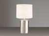LED Tischlampe mit Keramikfuß Silber Antik & Stoffschirm Leinen Weiß, Höhe 35cm Bild 2