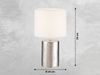 LED Tischlampe mit Keramikfuß Silber Antik & Stoffschirm Leinen Weiß, Höhe 35cm Bild 3