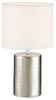 LED Tischlampe mit Keramikfuß Silber Antik & Stoffschirm Leinen Weiß, Höhe 35cm Bild 4