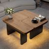 OKWISH Couchtisch Beistelltisch (2-in-1 LED-Sofatisch aus Naturholz mit Schubladen & Höhenverstellung, sicher für Familien) Bild 2