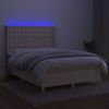 vidaXL Boxspringbett mit Matratze & LED Stoff Creme 140x200 cm, Härtegrad: H2 [3139202] Bild 3