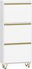 Schuhschrank mit 3 Klappen, Schuhkipper Schmal, Wellenförmiges Türblatt, Verstellbar, 16-18 Paar, Schuhkommode für Eingang, Flur, Garderobe, 24 x 60 x 146,5 cm, Weiß-Gold Bild 2
