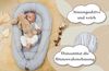 Babynest babynestchen neugeborene mit tragegriff 90x50 cm baby nestchen tragbar nest für bett kinder kuschelnest coccon für Jungen und Mädchen Grau Musselin C Bild 3