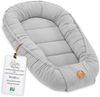 Babynest babynestchen neugeborene mit tragegriff 90x50 cm baby nestchen tragbar nest für bett kinder kuschelnest coccon für Jungen und Mädchen Grau Musselin C Bild 5