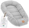 Babynest babynestchen neugeborene mit tragegriff 90x50 cm baby nestchen tragbar nest für bett kinder kuschelnest coccon für Jungen und Mädchen Grau Musselin C Bild 4
