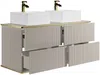 Vente-unique - KELIZA Waschbeckenmöbel Holz, Platte Beige - B 47 cm x H 54 cm x L 120 cm Bild 5