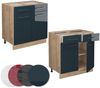Küchenunterschrank Fame-Line Dunkelblau Hochglanz 80 cm ohne Arbeitsplatte Vicco Bild 5