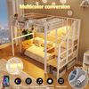 Hochbett, 90x200 cm, Metallbett, Stufen-Ablageregal, Gitterelemente, Aufbewahrungskorb, offener Stauraum unter dem Bett,mit LED-Lichtleiste, ohne Matratze,Weiß Bild 5