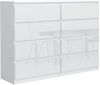 meble masztalerz Kommode Weiss Hochglanz mit 8 Schubladen 120 cm, Sideboard Wohnzimmer, Kommode Schlafzimmer H: 101,5 cm, B: 120,4 cm, T: 39 cm Kommode mit Schubladen, Schubladenschrank Bild 5