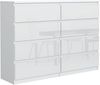 meble masztalerz Kommode Weiss Hochglanz mit 8 Schubladen 120 cm, Sideboard Wohnzimmer, Kommode Schlafzimmer H: 101,5 cm, B: 120,4 cm, T: 39 cm Kommode mit Schubladen, Schubladenschrank Bild 4