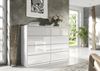 meble masztalerz Kommode Weiss Hochglanz mit 8 Schubladen 120 cm, Sideboard Wohnzimmer, Kommode Schlafzimmer H: 101,5 cm, B: 120,4 cm, T: 39 cm Kommode mit Schubladen, Schubladenschrank Bild 2