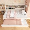 Polsterbett 90×190 cm aus Holz mit Ausziehbett und USB-Ladestation, weiß Bild 2