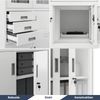 Vitrinenschrank abschließbar FILIP - mit Tresor & Schubladen| Büroschrank aus Stahl Aktenschrank mit Glasfenster Metallschrank Mehrzweckschrank, 185x90x40cm Weiß Bild 4