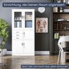 Vitrinenschrank abschließbar FILIP - mit Tresor & Schubladen| Büroschrank aus Stahl Aktenschrank mit Glasfenster Metallschrank Mehrzweckschrank, 185x90x40cm Weiß Bild 3
