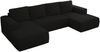 U-förmiges Ecksofa mit Schlaffunktion, Bettkasten und losen Kissen, zwei Armlehnen - TRENTINO U - Schwarz Boucle Bild 5
