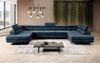 Designer Sofa Taormina mit Schlaf- und Klappfunktion Samt Blau Bild 2
