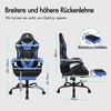 Massage Gaming Stuhl LED 150° Neigung ergonomisch Fußstütze Rennstuhl Blau Serie Bild 2