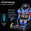 Massage Gaming Stuhl LED 150° Neigung ergonomisch Fußstütze Rennstuhl Blau Serie Bild 4