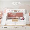 Etagenbett 90x200/140x200 mit Sicherheitsrutsche, Leiter, großem Stauraum, Massivholzrahmen, Kinderbett Weiß Bild 3
