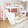 Etagenbett 90x200/140x200 mit Sicherheitsrutsche, Leiter, großem Stauraum, Massivholzrahmen, Kinderbett Weiß Bild 2