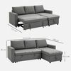 HOMCOM Ecksofa Leinen-Touch, mit Schlaffunktion, mit Chaiselongue, L-Form, Eckcouch 1 Teile, für Wohnzimmer, Hellgrau Bild 3