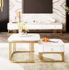 Stapelbarer Couchtisch-Set Marmoroptik mit Goldakzenten & Schublade - 60x60x45 + 50x50x34 cm Bild 5