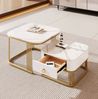 Stapelbarer Couchtisch-Set Marmoroptik mit Goldakzenten & Schublade - 60x60x45 + 50x50x34 cm Bild 2