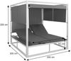 Aluminium Lounge-Gartenliege HWC-M63b, XL Sonnenliege Daybed, 10cm-Polster 200cm ~ weiß Polster grau Bild 3