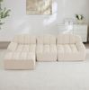 Modulares Ecksofa mit Ottoman, Granulierter Fleece, 3-Sitzer/L-Form, 288 x 167 x 79 cm, Beige Weiß Bild 3